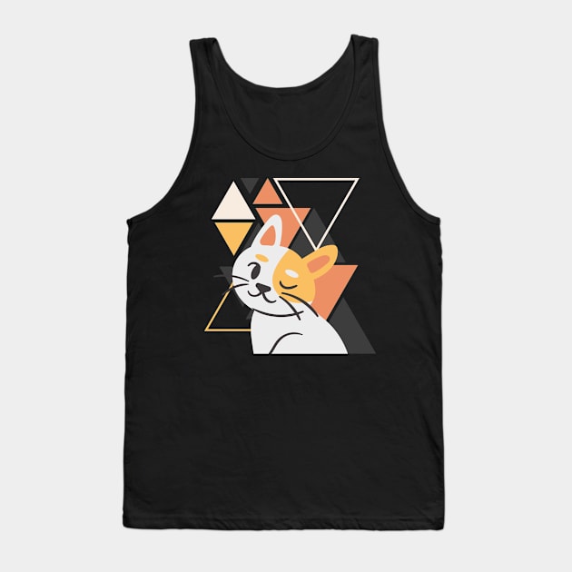 Cute ginger cat little cat yawning in triangles background adorable kitty Kittenlove Tank Top by BoogieCreates